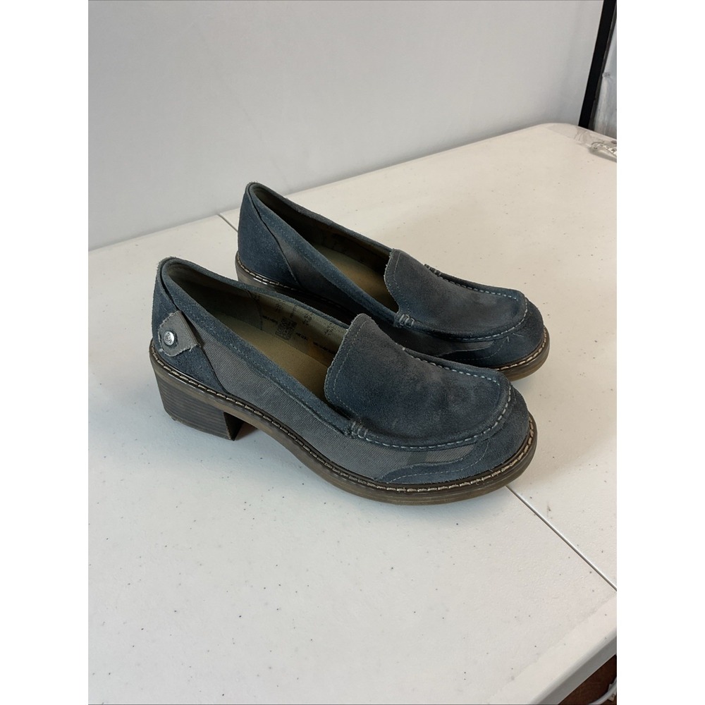 London Underground Blue Leather Chunky Heel Loafer‎  Women's Shoes 10